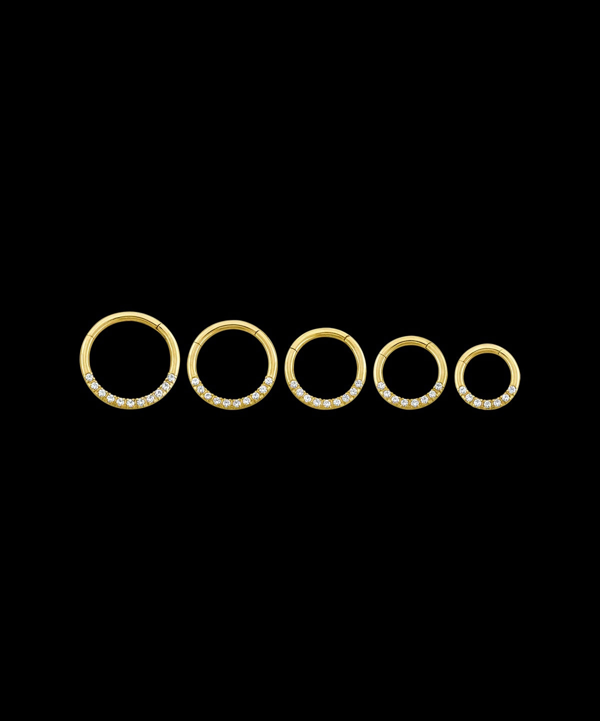 16ga Solid Gold Hoop with Front Facing Gems (18K)