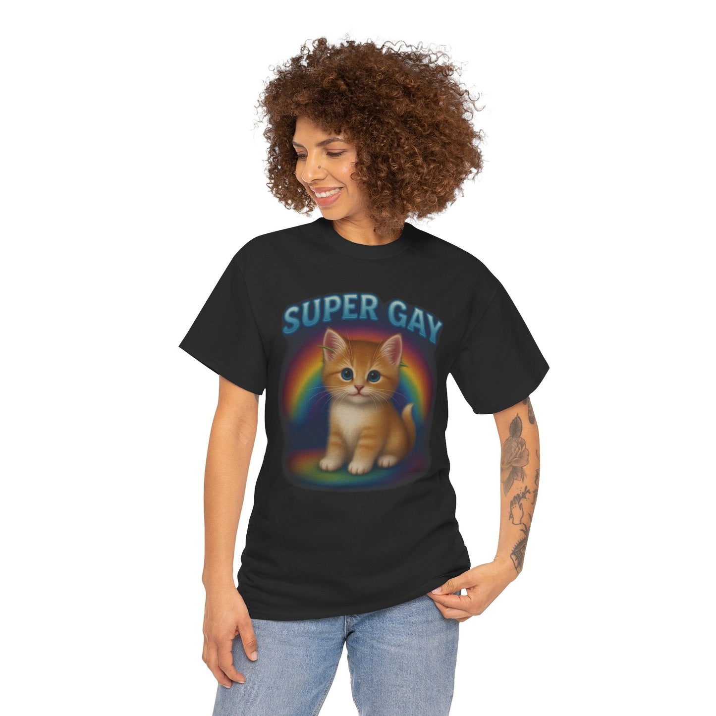 Super Gay Kitten Shirt – Cute Airbrush Rainbow Pride Tee