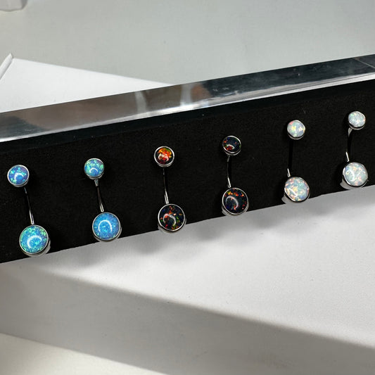 Industrial Strength 14ga Bezel Opal Navel Barbell
