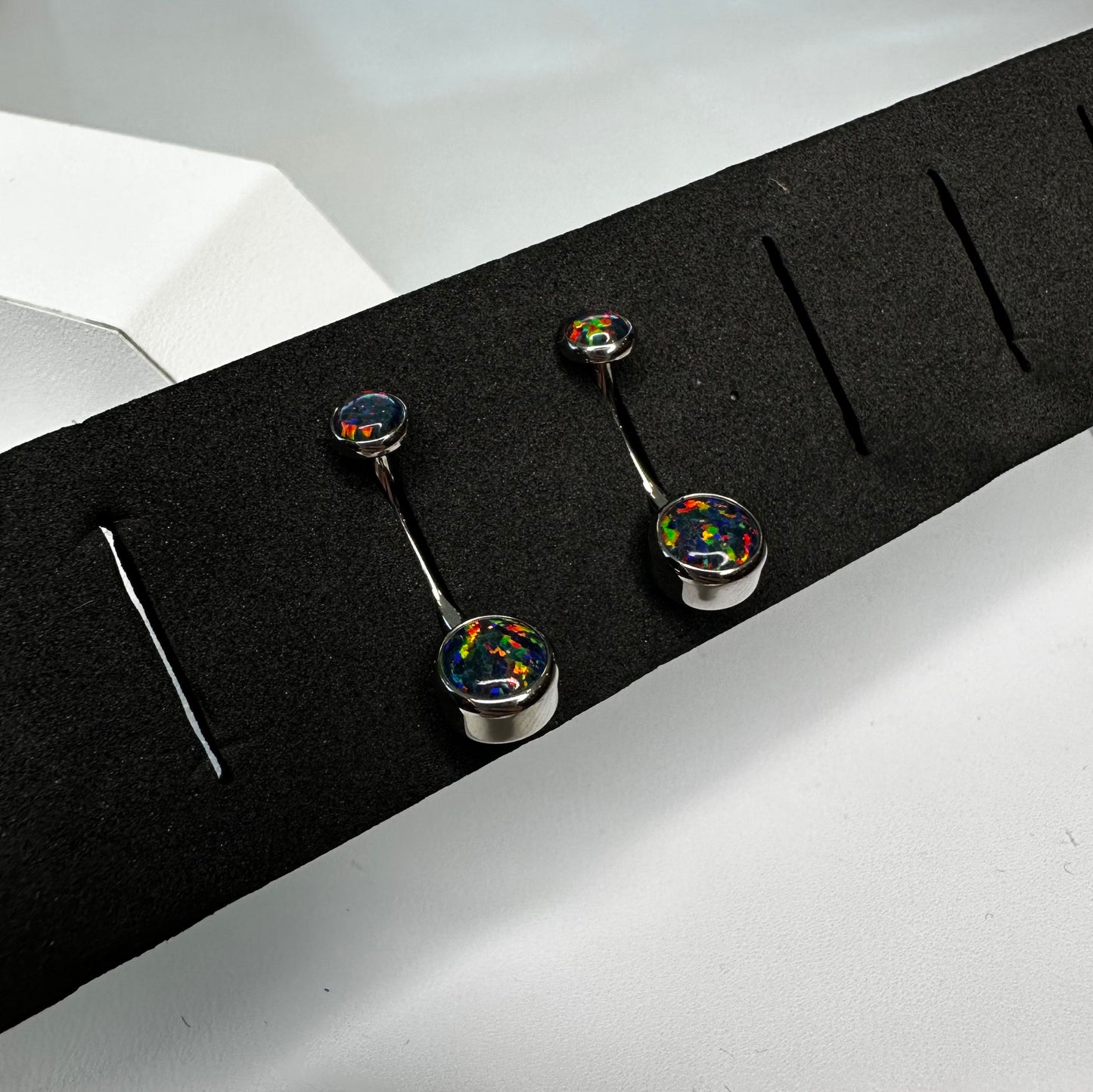 Industrial Strength 14ga Bezel Opal Navel Barbell