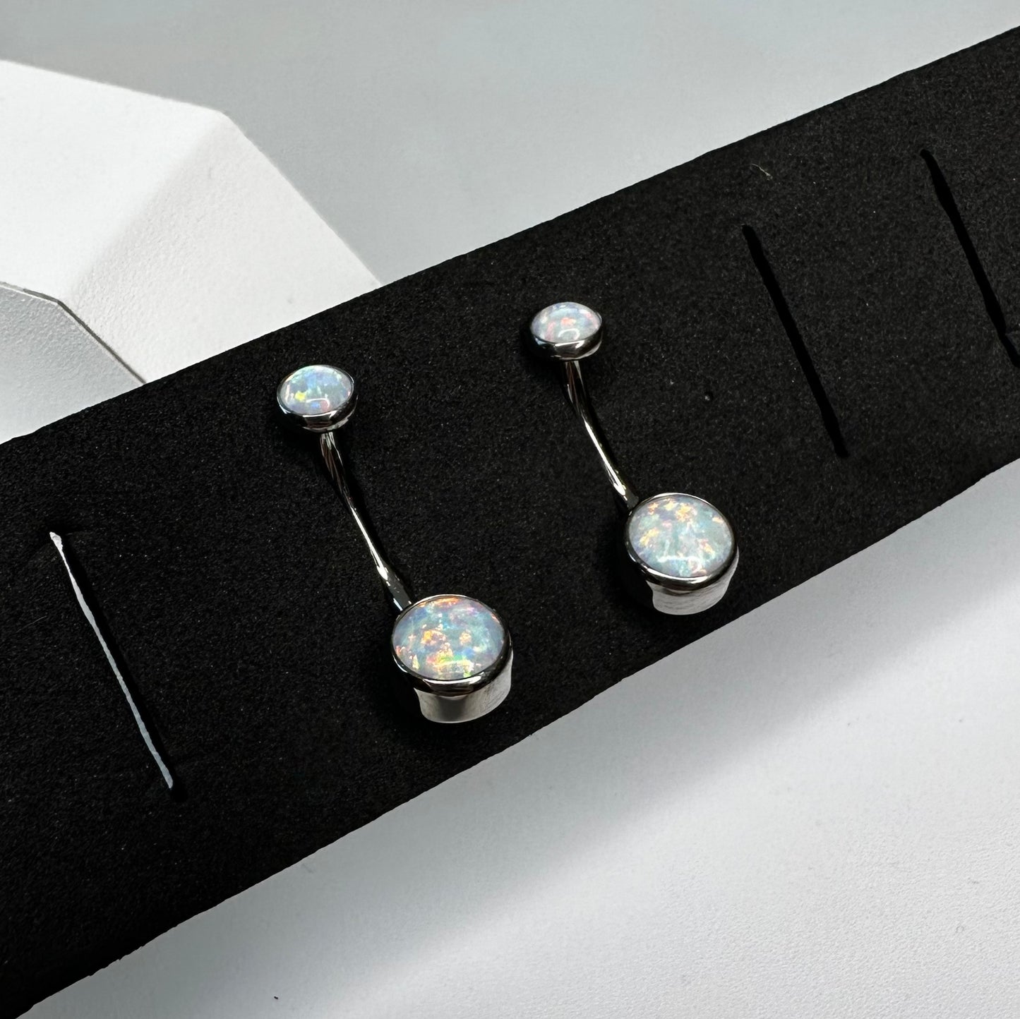 Industrial Strength 14ga Bezel Opal Navel Barbell