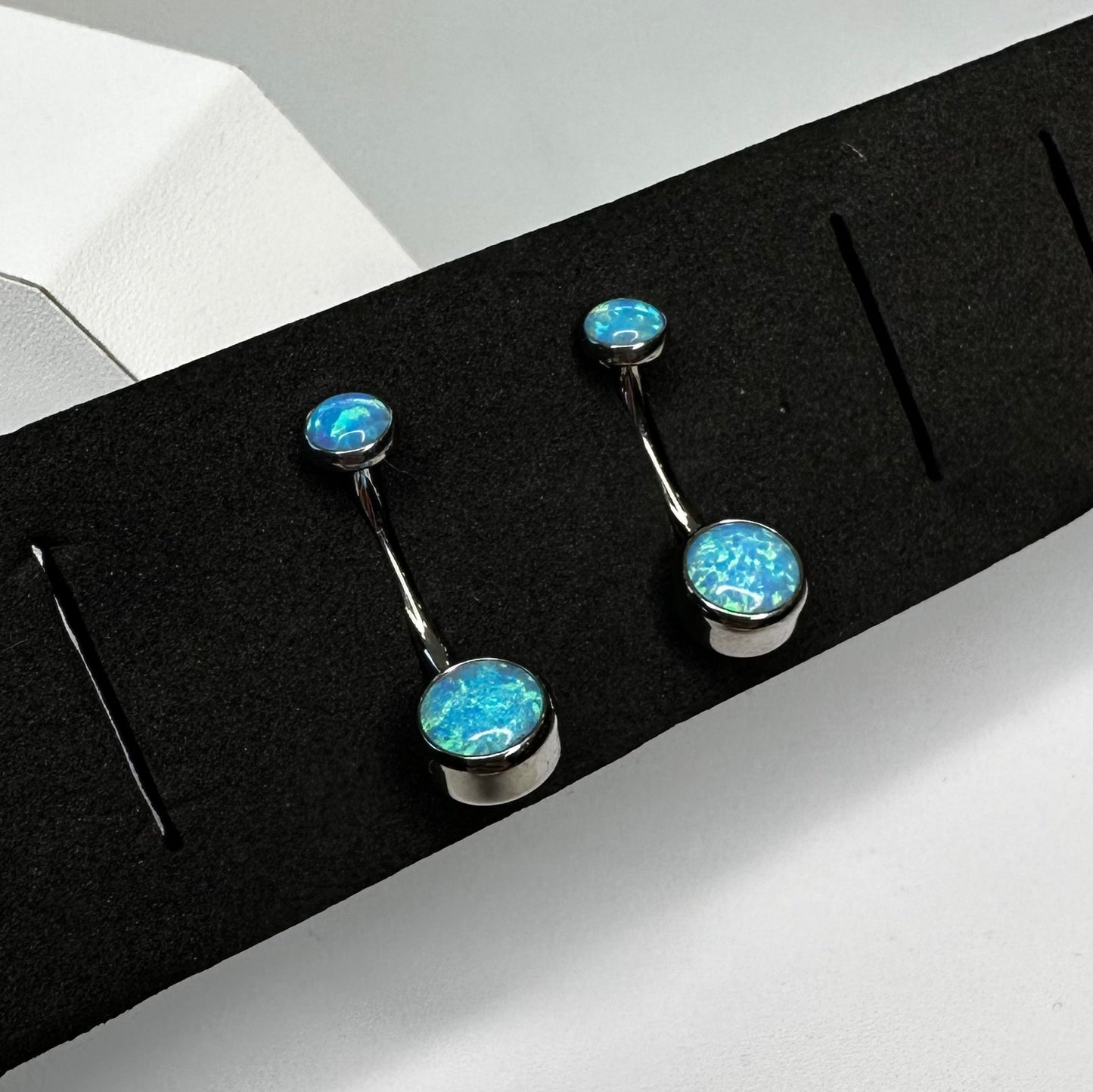 Industrial Strength 14ga Bezel Opal Navel Barbell