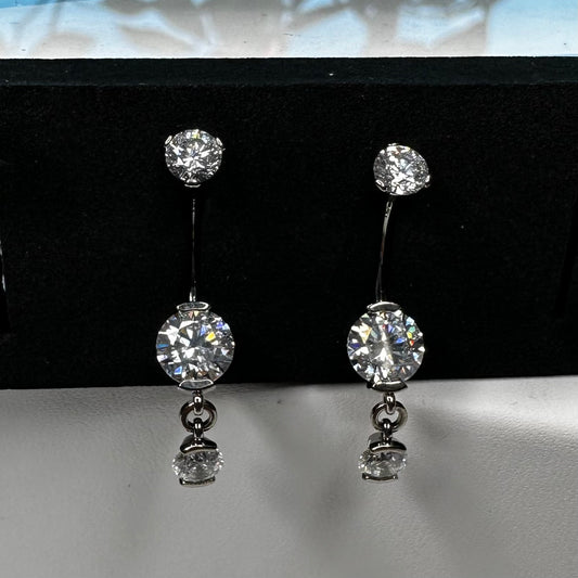 Prong set Swarovski gem Dangle titanium Navel ring