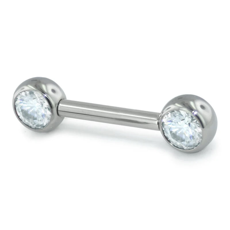 14ga Jeweled Threadless Titanium Nipple Barbell by Neometal