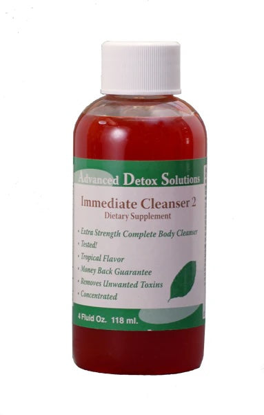 Bottle of Advanced Detox Solutions Immediate Cleanser 2 on a white background