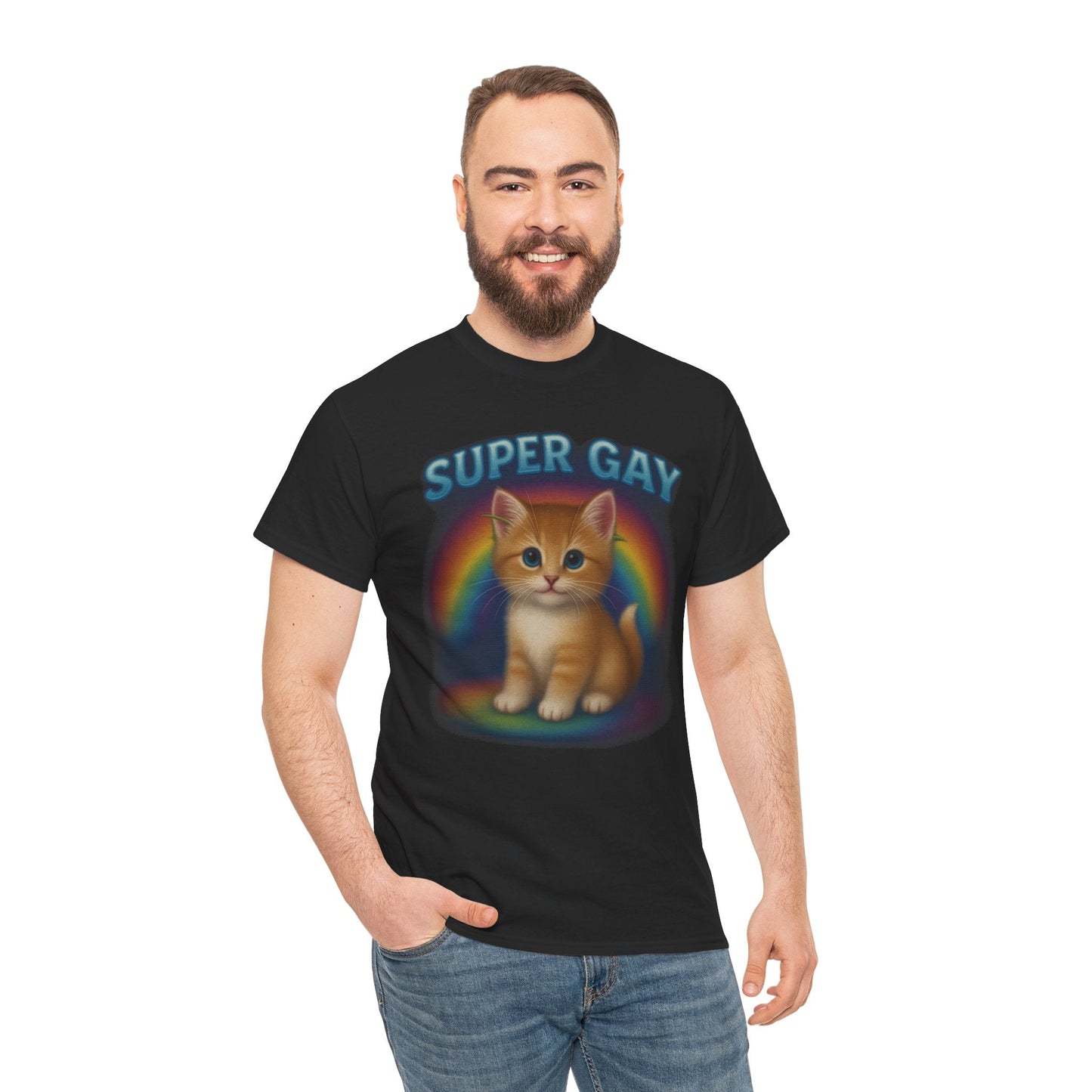 Super Gay Kitten Shirt – Cute Airbrush Rainbow Pride Tee
