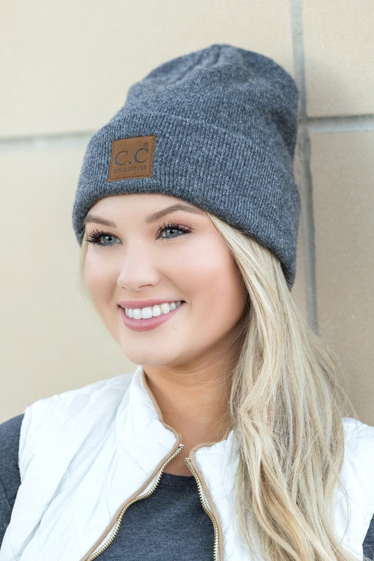 Heather Grey Beanie with mode