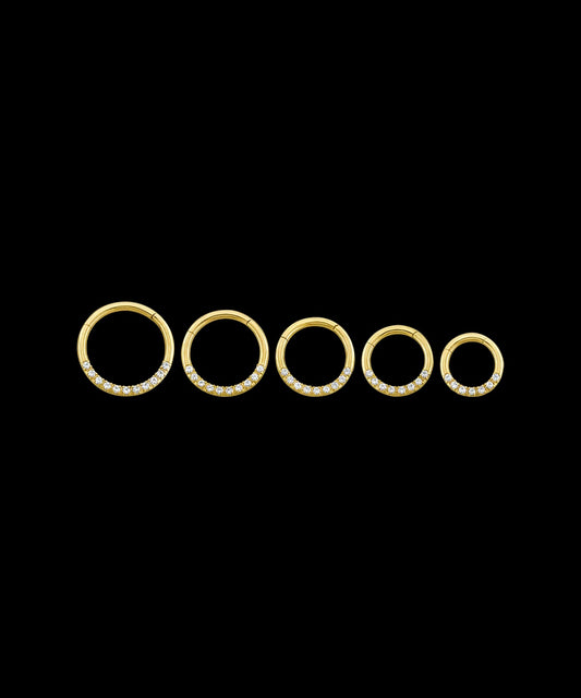 16ga Solid Gold Hoop with Front Facing Gems (18K)