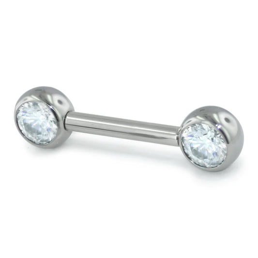 14ga Jeweled Threadless Titanium Nipple Barbell by Neometal