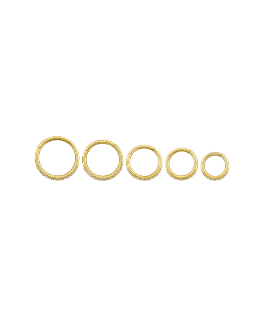 18ga Solid Gold Hoop with Side Facing Gems (18K) from Anatometal