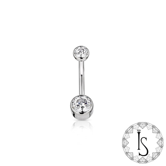 Industrial Strength 14ga Bezel Gem Navel Barbell