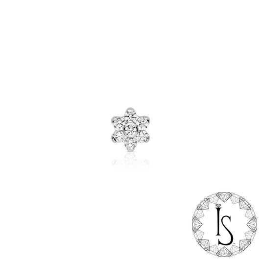 Threaded Titanium Flower End with CZ Faceted Gems – 6-Petal Design